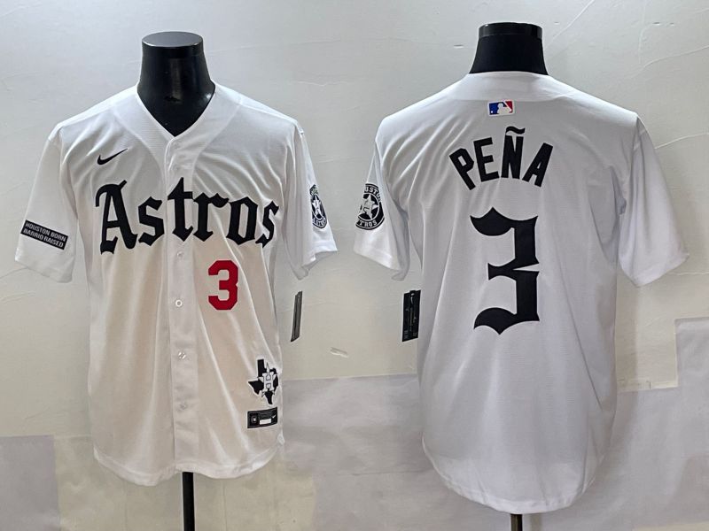 Men 2025 Houston Astros 3 Pena White Five generations Joint Name Nike MLB Jersey style 33